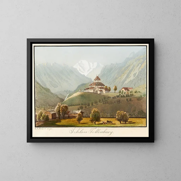 Château de Tellenburg - Jakob Samuel Weibel — gerahmtes Bild an der Wand