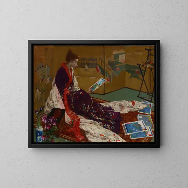 Caprice im Violett und Gold: L золотой экран - James Abbott McNeill Whistler — gerahmtes Bild an der Wand
