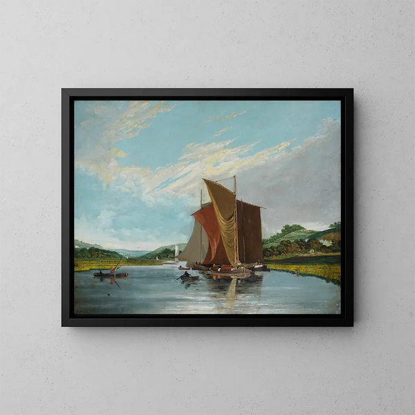 Barges sur une rivière - James Baker Pyne — gerahmtes Bild an der Wand