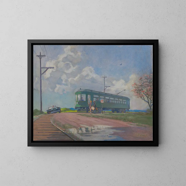 Haltestelle im Fernverkehr - James C. Kulhanek — gerahmtes Bild an der Wand