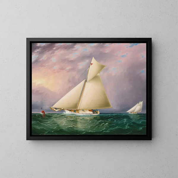 Yachtregatta im Hafen von New York - James Edward Buttersworth — gerahmtes Bild an der Wand