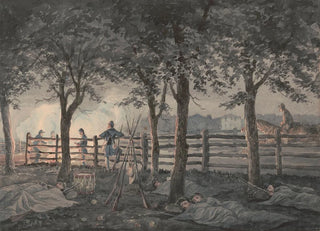 James Fuller Queen - Sketches with Co B 8th Reg Pa Ma under the officers of the old Southwark Gaurd the night in the apple orchard.webp