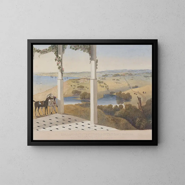 Ansicht des Luftwechselhauses, Holland Estate, Saint-Thomas à l'Est - James Hakewill — gerahmtes Bild an der Wand