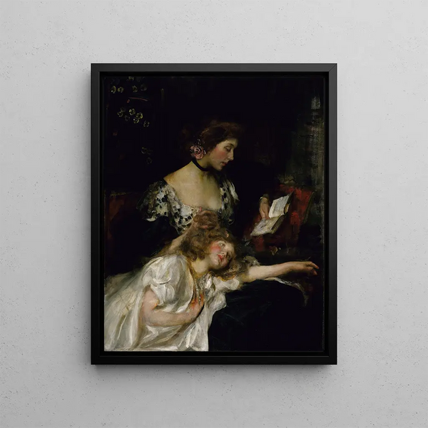 Mutter und Kind Lady Shannon und Kitty - James Jebusa Shannon — gerahmtes Bild an der Wand