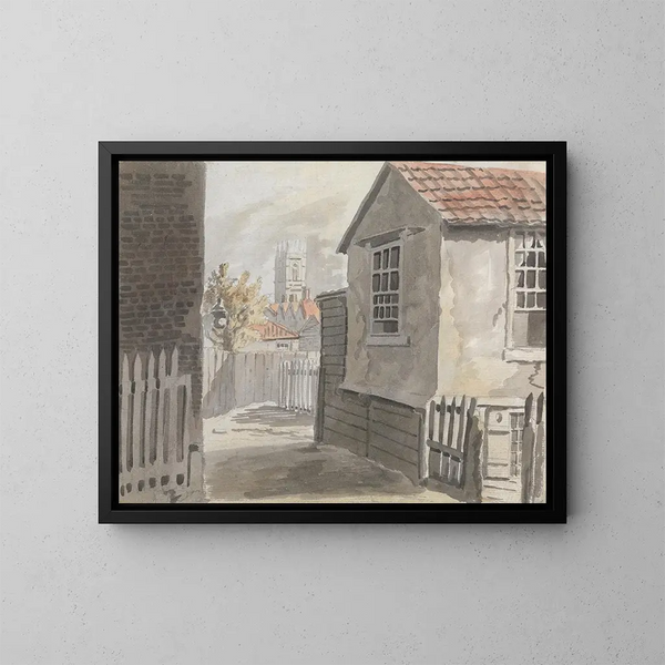 Fernblick auf eine Kirche - James Miller — gerahmtes Bild an der Wand