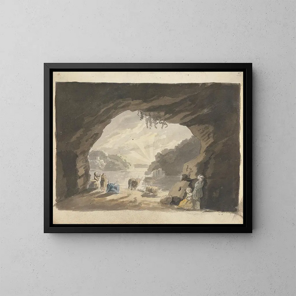 Figuren mit Tieren in der Höhle - James Miller — gerahmtes Bild an der Wand
