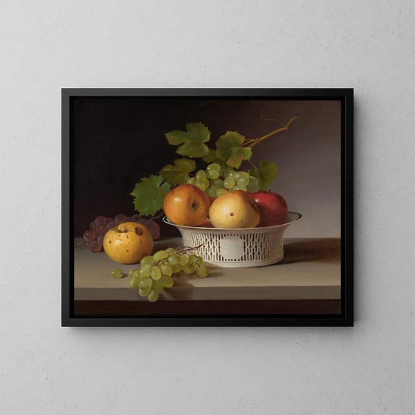 Stillleben mit Früchten und chinesischem Exportkorb - James Peale — gerahmtes Bild an der Wand