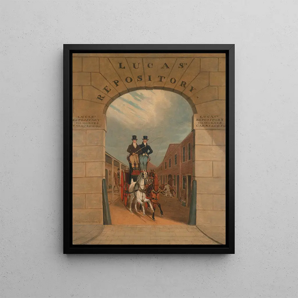 Formation eines Paares in einem Bremsen in Lucas's Yard Clerkenwell - James Pollard — gerahmtes Bild an der Wand