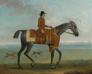 James Seymour - A Grey Racehorse With A Jockey Up Exercising On Newmarket Heath.webp