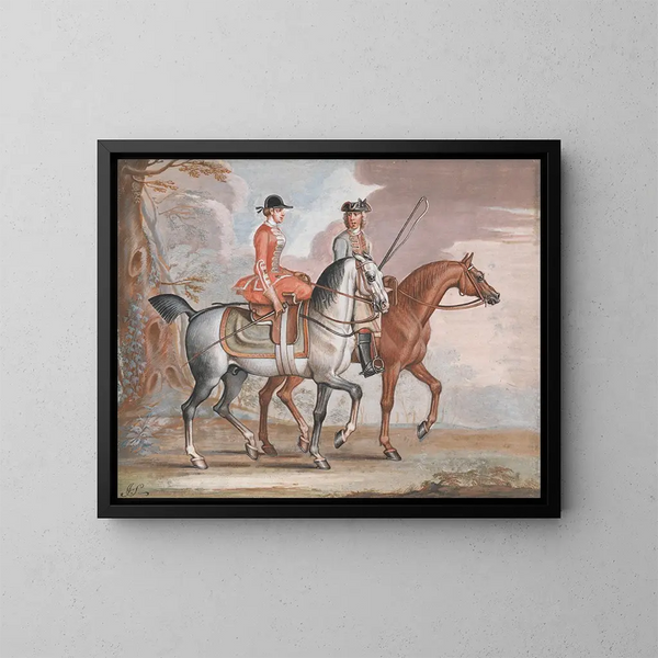Eine Dame und ein Gentleman beim Spaziergang - James Seymour — gerahmtes Bild an der Wand