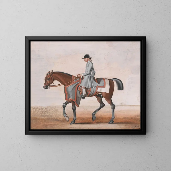 Der weiße Fuß von Lord Godolphin, einem sehr berühmten Pferd, das nie geschlagen wurde - James Seymour — gerahmtes Bild an der Wand