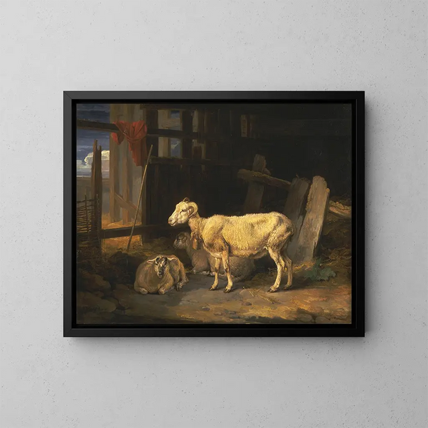 Schafe und Lämmer in der Heide - James Ward — gerahmtes Bild an der Wand