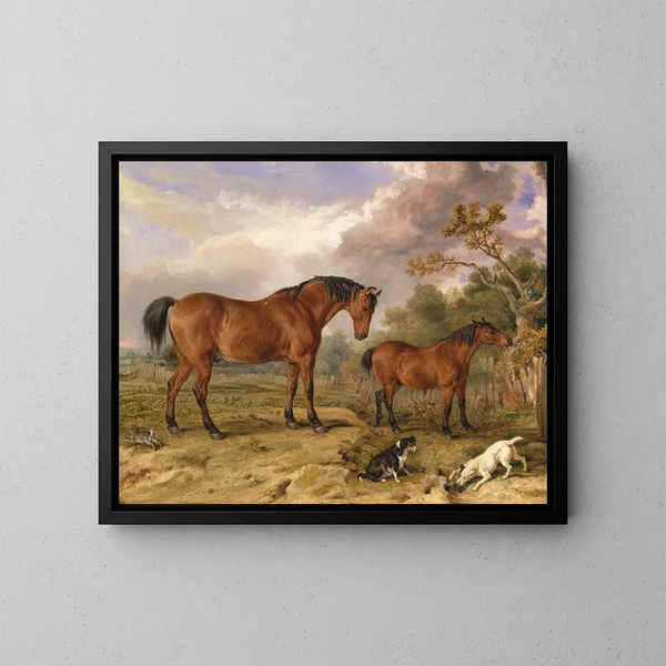 Portrait des Reformers Blucher Tory und des Kinderbettes, das Rowland Alston Esq MP gehört - James Ward — gerahmtes Bild an der Wand
