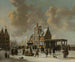 Le Paalhuis et le Nieuwe Brug d'Amsterdam en hiver - Jan Abrahamsz Beerstraaten — Ansicht des Kunstwerks