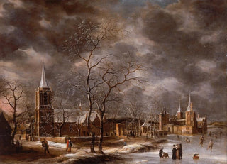 Jan Abrahamsz Beerstraaten - Warmond Castle in a Winter Landscape.webp