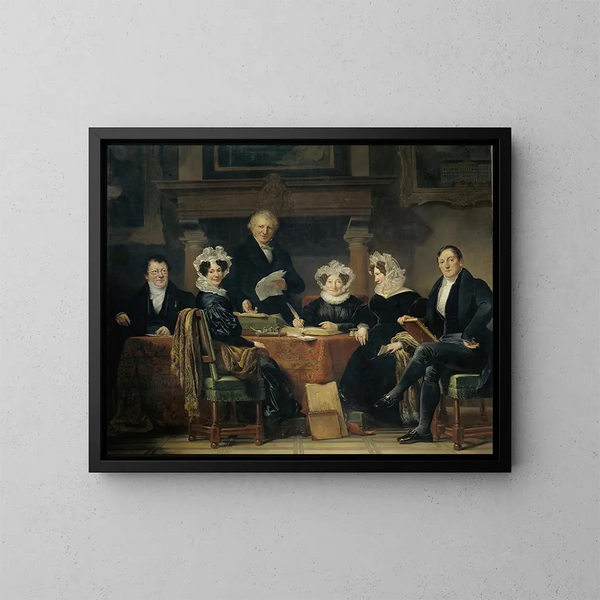 Die Regenten und Regentinnen des Lepraheims in Amsterdam 1834-1835 - Jan Adam Kruseman — gerahmtes Bild an der Wand