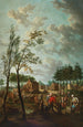 Dorfszene mit Bauern im Vordergrund - Jan Anton Garemijn — Ansicht des Kunstwerks