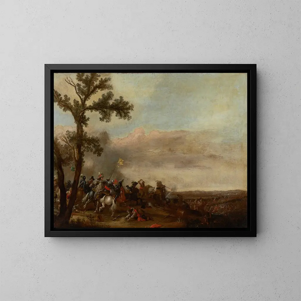 Schlachtenszene - Jan Asselijn — gerahmtes Bild an der Wand