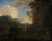 Tal mit bergigem Felsen, Bach und Hirtengruppe - Jan Asselijn — Ansicht des Kunstwerks
