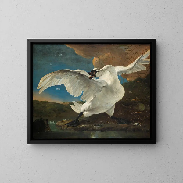 Der bedrohte Schwan - Jan Asselijn — gerahmtes Bild an der Wand