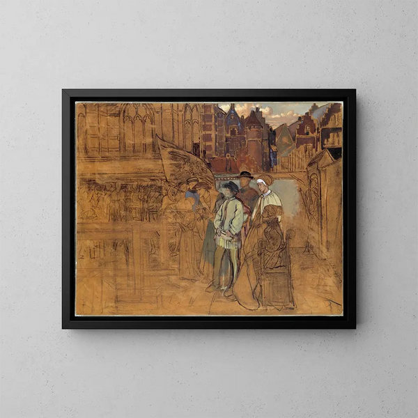 Festmahl des Bogenschießens in Antwerpen im 16. Jahrhundert - Jan August Hendrik Leys — gerahmtes Bild an der Wand