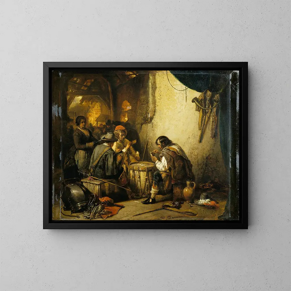 Soldaten spielend Karten - Jan August Hendrik Leys — gerahmtes Bild an der Wand