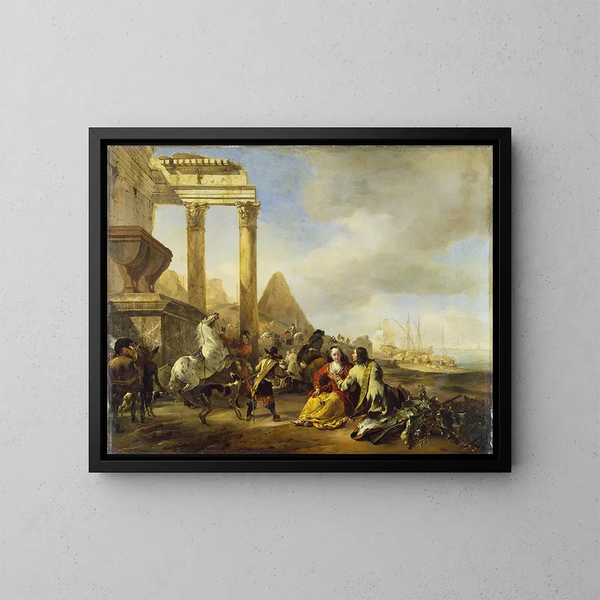 Eine Küstenszene mit klassischen Ruinen - Jan Baptist Weenix — gerahmtes Bild an der Wand