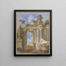 In den Ruinen der römischen Architektur errichten die drei Parzen einen Löwen aus Marmor - Jan Baptist Weenix — gerahmtes Bild an der Wand