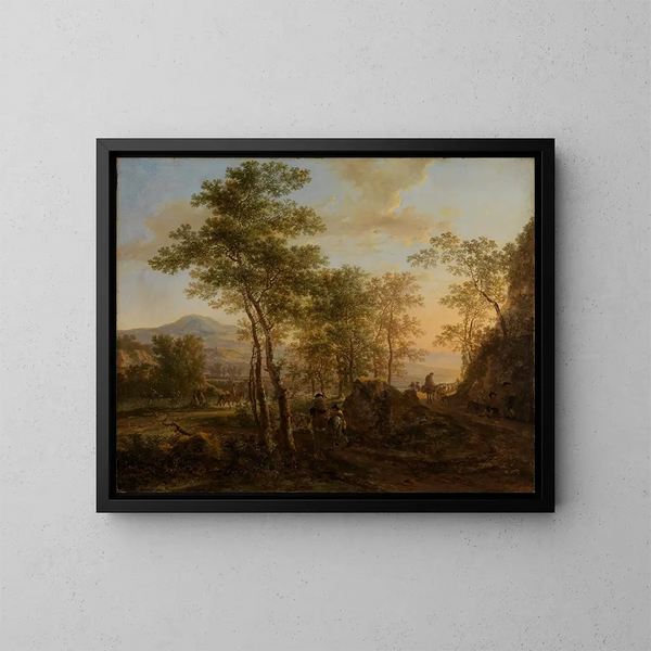 Italienische Landschaft bei Dämmerung - Jan Both — gerahmtes Bild an der Wand