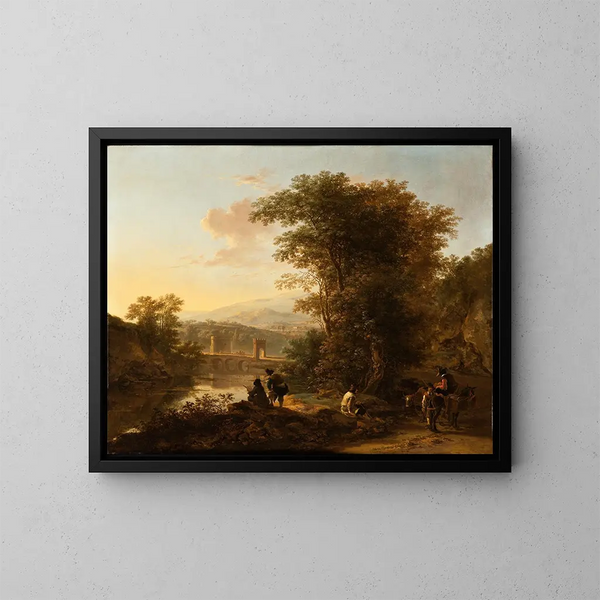 Landschaft mit einem Zeichner - Jan Both — gerahmtes Bild an der Wand