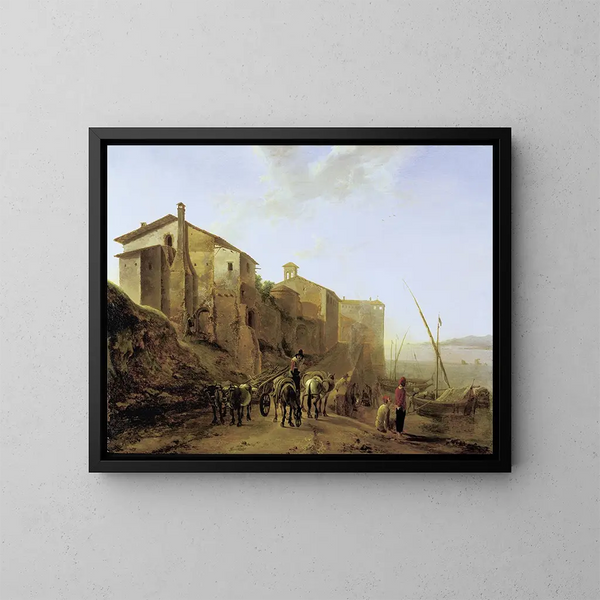 Ansicht der Ripa Grande in Rom - Jan Both — gerahmtes Bild an der Wand