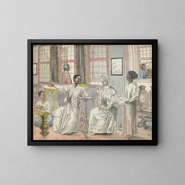 La visite dans une maison européenne à Batavia - Jan Brandes — gerahmtes Bild an der Wand