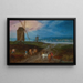 eines weiten Landschaftsgemäldes mit Reisenden vor einem Windmühle - Jan Brueghel der Jüngere — gerahmtes Bild an der Wand
