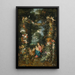 Die Jungfrau und das Kind mit dem kleinen Heiligen Johannes dem Täufer, umgeben von Girlanden und Festons aus Früchten und Blumen - Jan Brueghel der Jüngere — gerahmtes Bild an der Wand