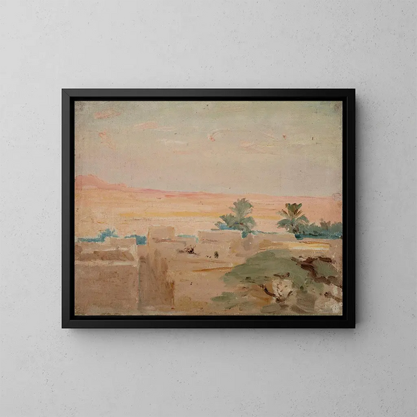 Abend in der Wüste von Biskra - Jan Cybis — gerahmtes Bild an der Wand