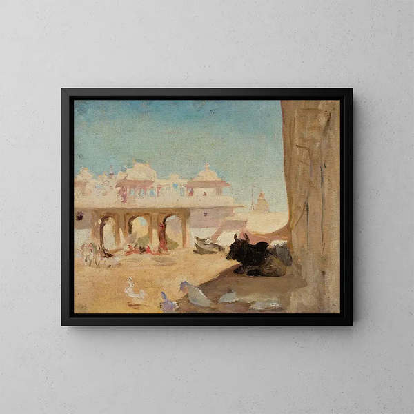 Hof des Palastes der Maharajas - Jan Cybis — gerahmtes Bild an der Wand