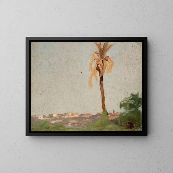 Tombe d'un homme saint, paysage avec un palmier, du voyage en Inde - Jan Cybis — gerahmtes Bild an der Wand
