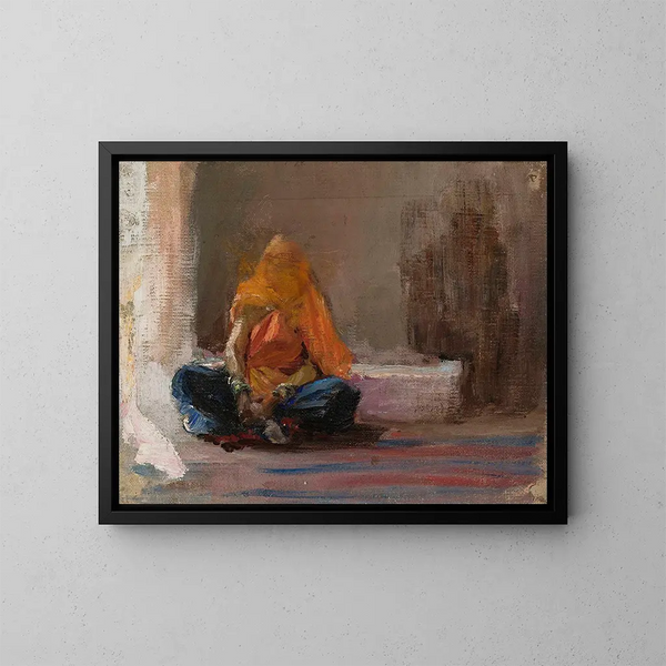 Frau Hindu auf der Reise nach Indien - Jan Cybis — gerahmtes Bild an der Wand