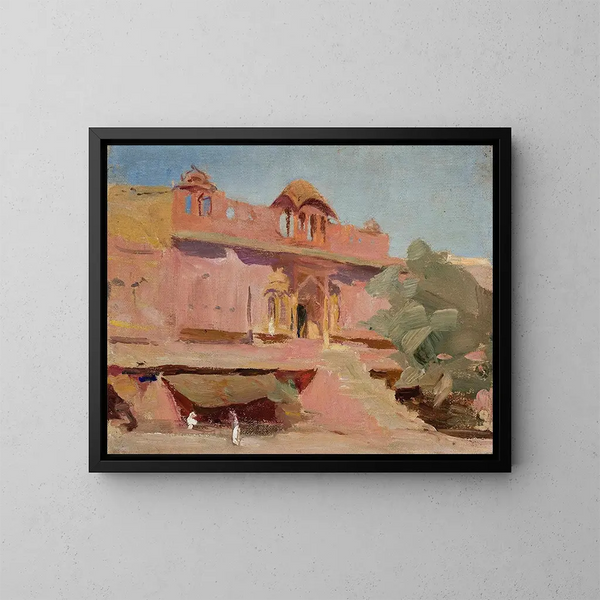 Gebäude von Jaipur auf der Reise nach Indien - Jan Cybis — gerahmtes Bild an der Wand
