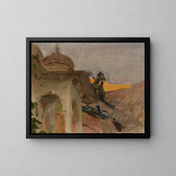 Nacktes von Jaipur mit einem Pfau, von der Reise nach Indien - Jan Cybis — gerahmtes Bild an der Wand