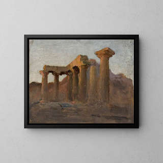 Tempel des Apollon in Korinth bei Sonnenaufgang - Jan Cybis — gerahmtes Bild an der Wand