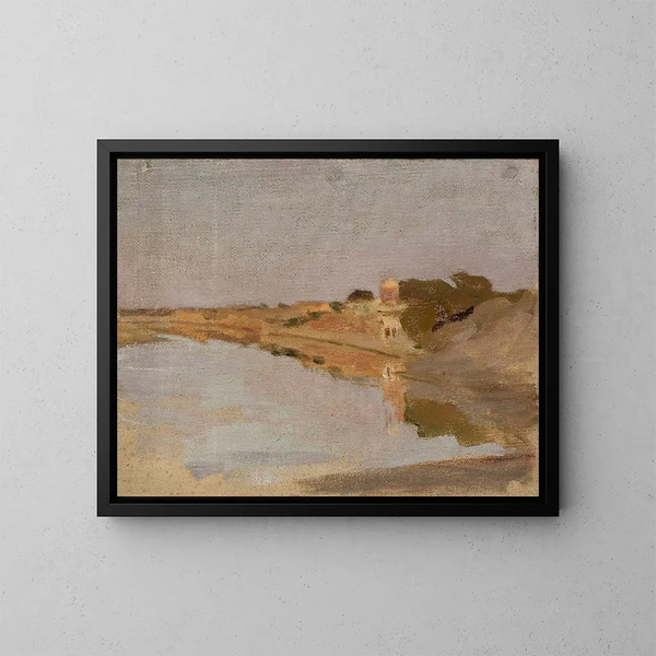 Wasserlandschaft der Reise nach Indien - Jan Cybis — gerahmtes Bild an der Wand