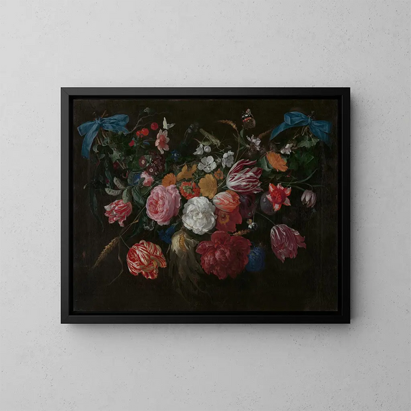 Blumen und Insekten - Jan Davidsz de Heem — gerahmtes Bild an der Wand