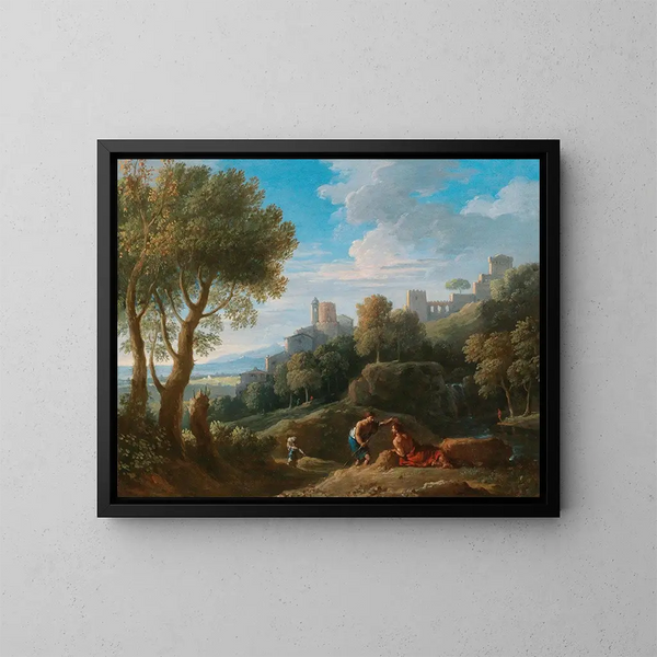 Ein Landschaftsbild - Jan Frans van Bloemen — gerahmtes Bild an der Wand