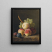 Naturstillleben mit Pfirsichen, Trauben und Quetschen auf einem Sims - Jan Frans van Dael — gerahmtes Bild an der Wand