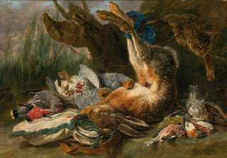 Jan Fyt - Gamepiece With A Hare And Various Wild Birds A Cat Approaching From The Right.webp