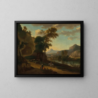 Jan Hackaert - An extensive river landscape with travellers.webp
