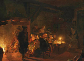 Jan Hendrik van Grootvelt - A family eating by candlelight in an interior.webp