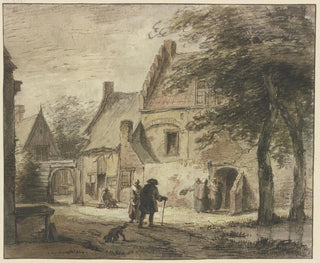 Jan Hulswit - Gehft mit mehreren Figuren vorne ein Hund.webp