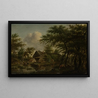 Jan Hulswit - Landscape with Farm Amidst Trees.webp